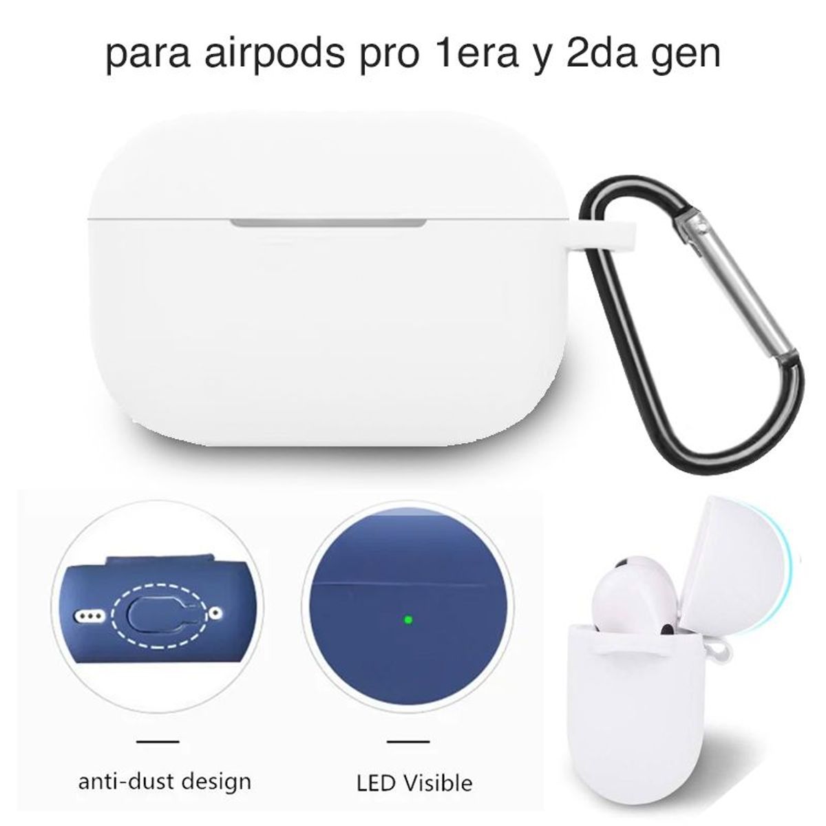 GENERICO - Case de Silicona para Airpods Pro 2da y 1era Gen Funda Estuche Blanco