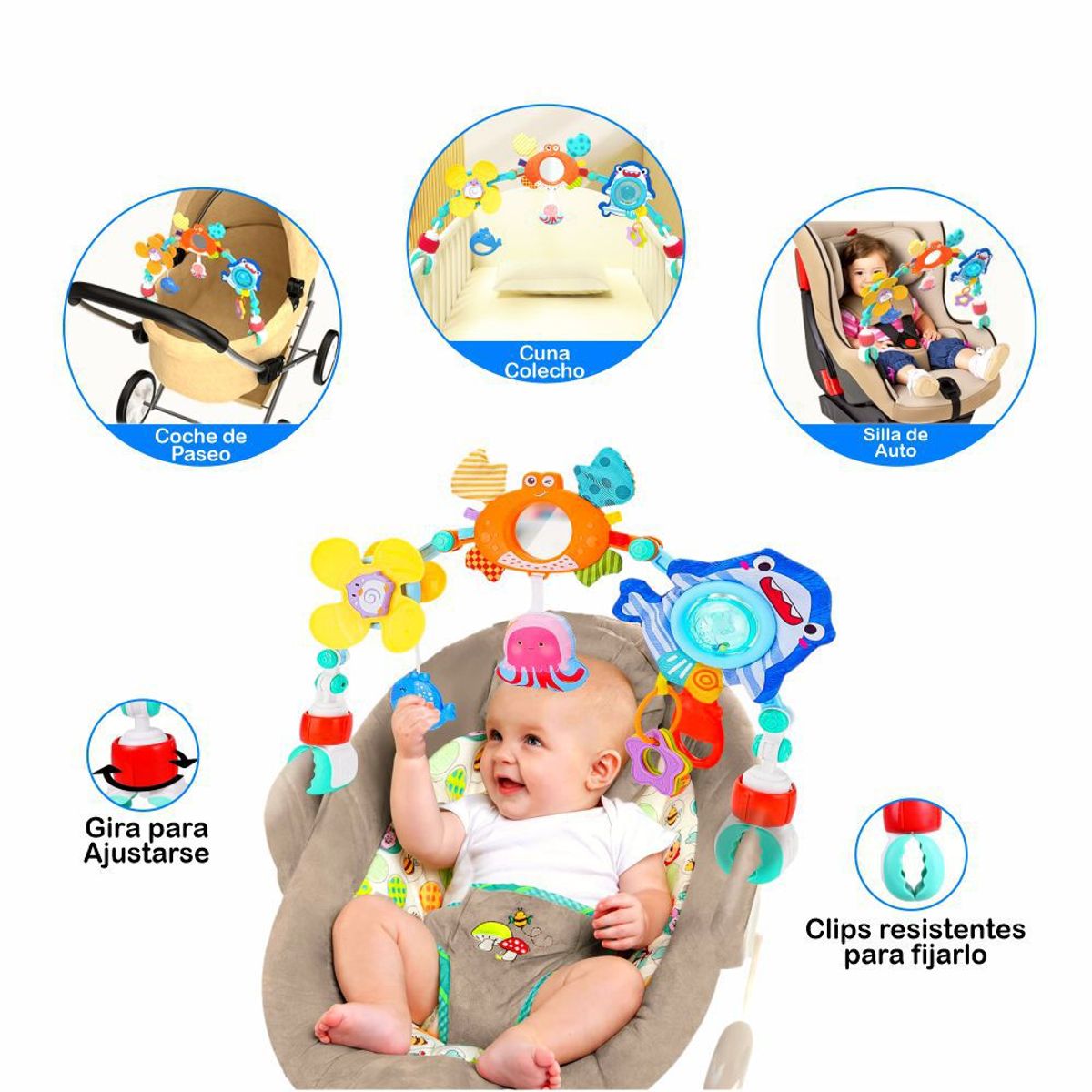 HUANGER - Arco de Coche con Juguetes Multisensoriales Diseño Cangrejo