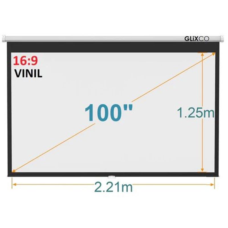 GENERICO - MONTECH-Ecran Manual 100 Pulg (16:9) 2.21x1.25 m / Vinil