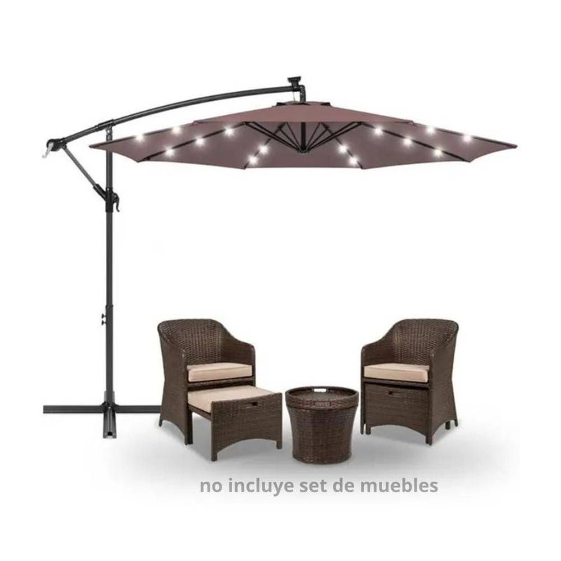 SHEEPBUSTER - Sombrilla LED plegable Lateral con panel solar y base