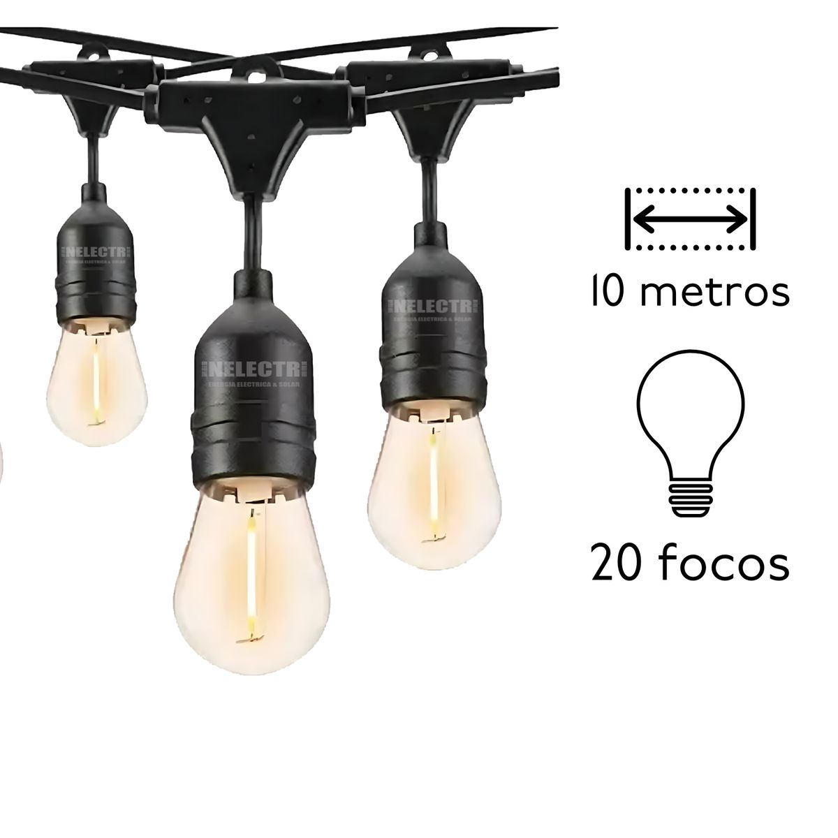 GENERICO - Guirnalda Solar con 20 Bombillas /10m