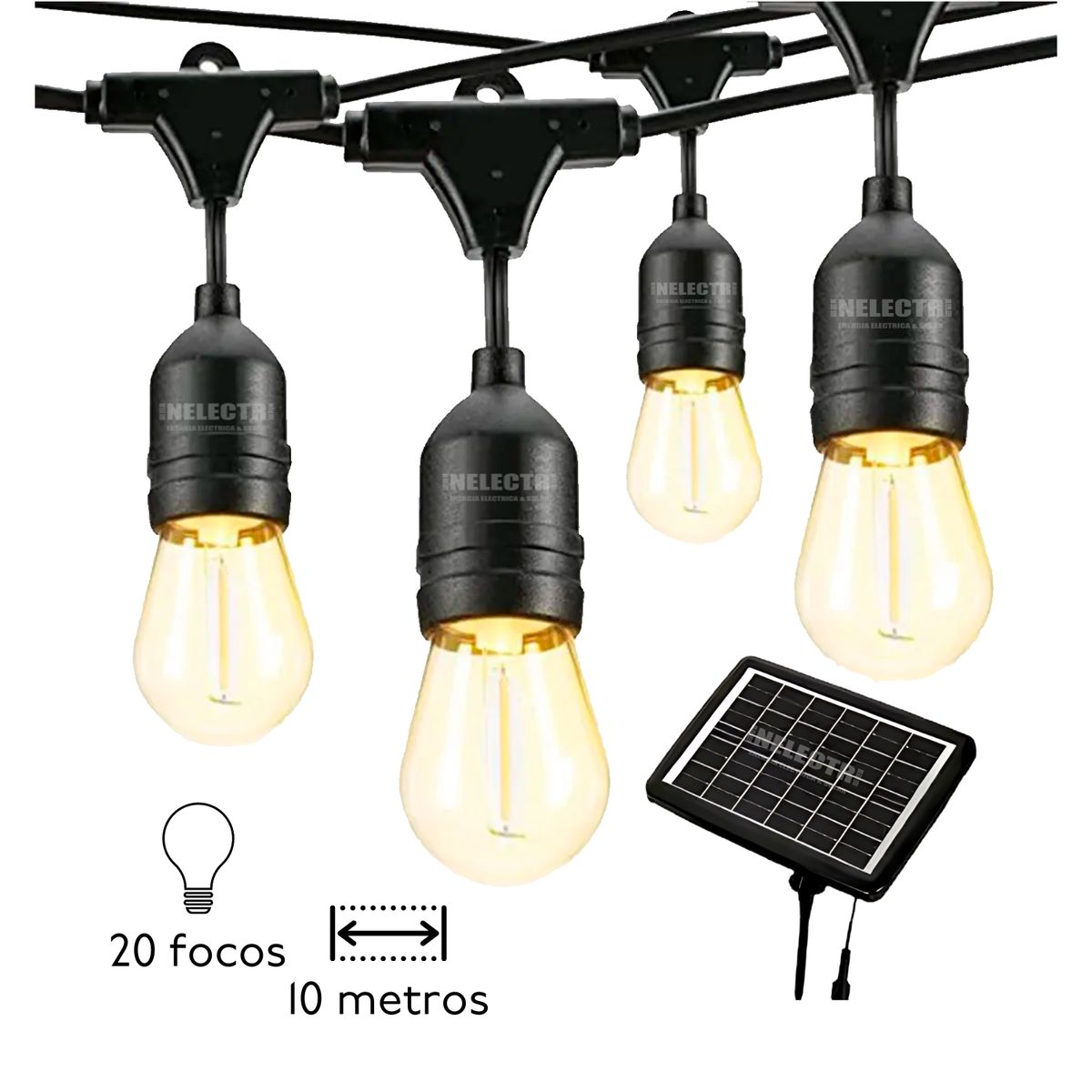 GENERICO - Guirnalda Solar con 20 Bombillas /10m