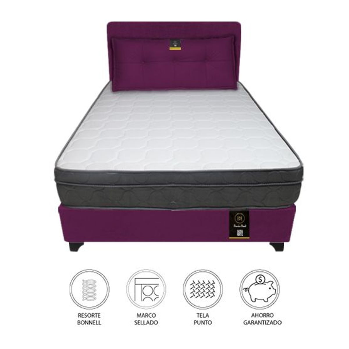 BARAKA HOME - Dormitorio Turin 1.5 Plz + Cabecera + Cojin Bitola - Purpura