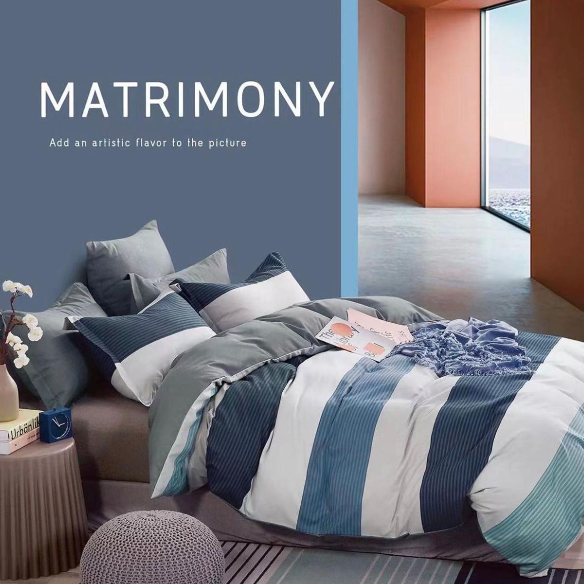 MINGDA - Set de Edredón QUEEN + Set de sabanas + Fundas  100% Calidad