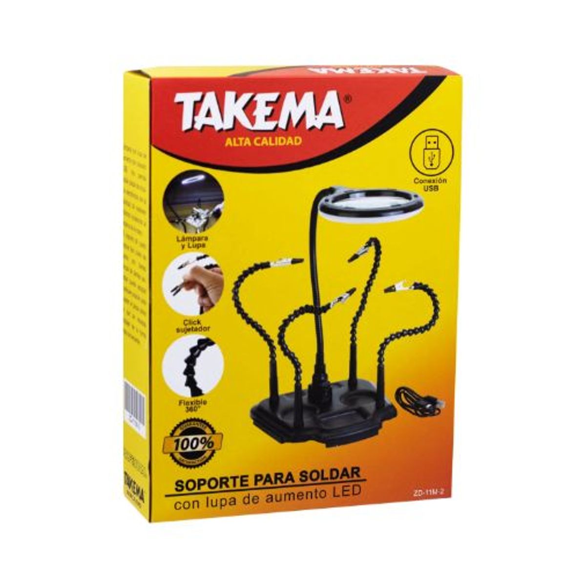 TAKEMA - Soporte para Soldar con Lupa Luz LED y Pinzas ZD-11M-2 TAKEMA