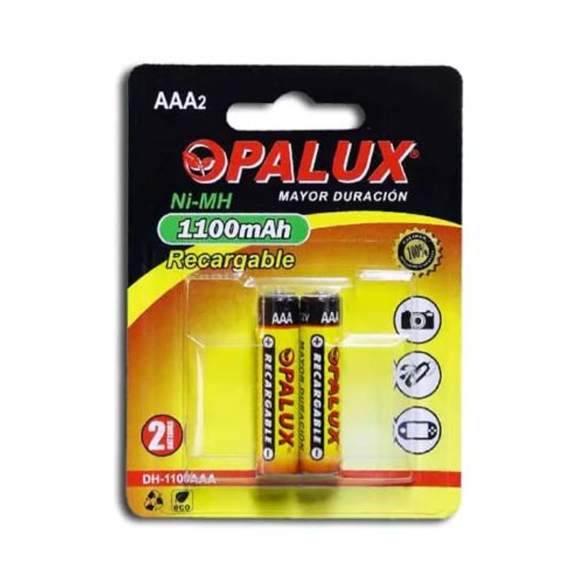 OPALUX - Pila Recargable AAA 1100mAh 2 pilas DH-1100AAA OPALUX