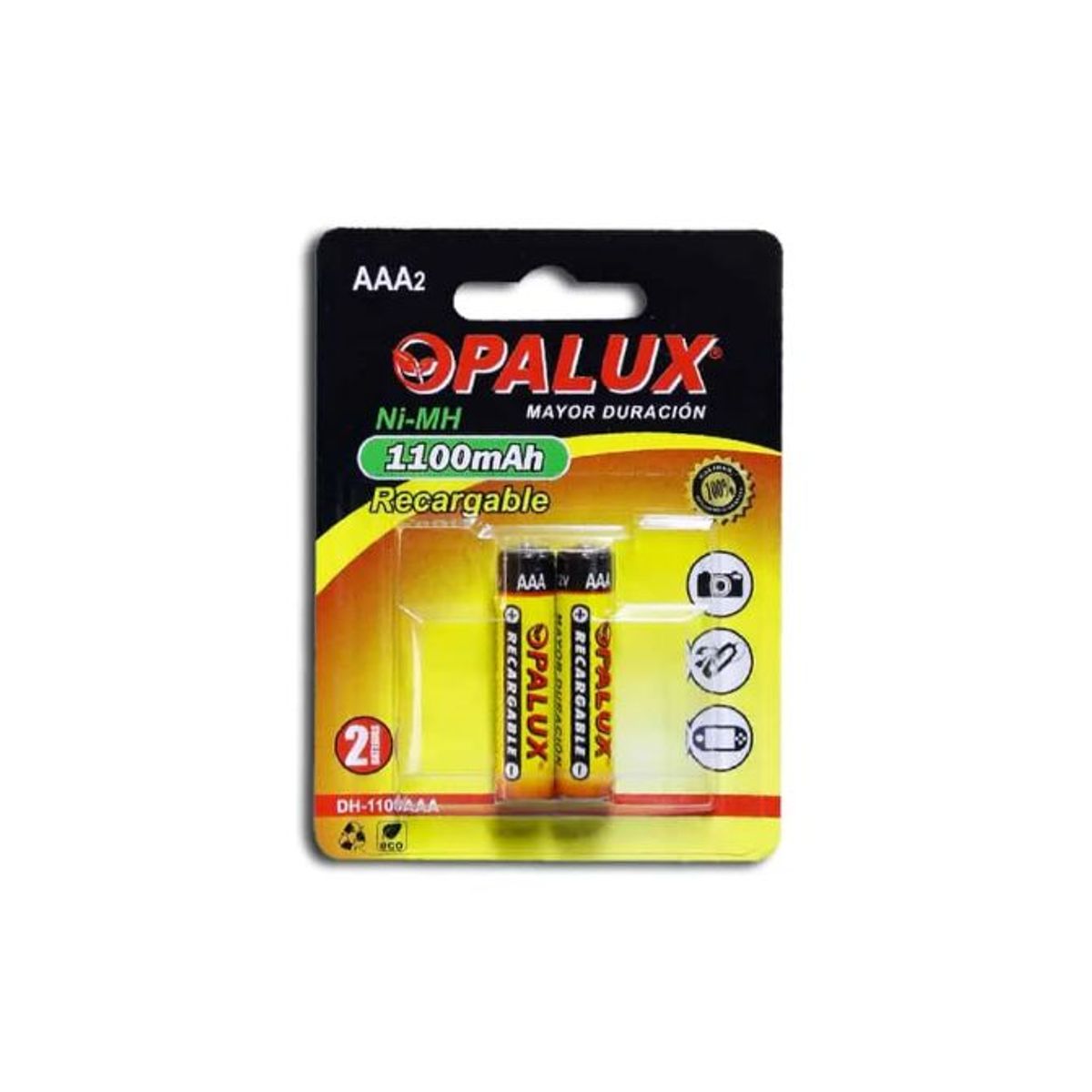 OPALUX - Pila Recargable AAA 1100mAh 2 pilas DH-1100AAA OPALUX
