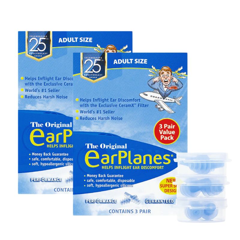 GENERICO - Tapones para Dolor de Oído en Avión - Adultos ( 6 pares ) - EARPLANES