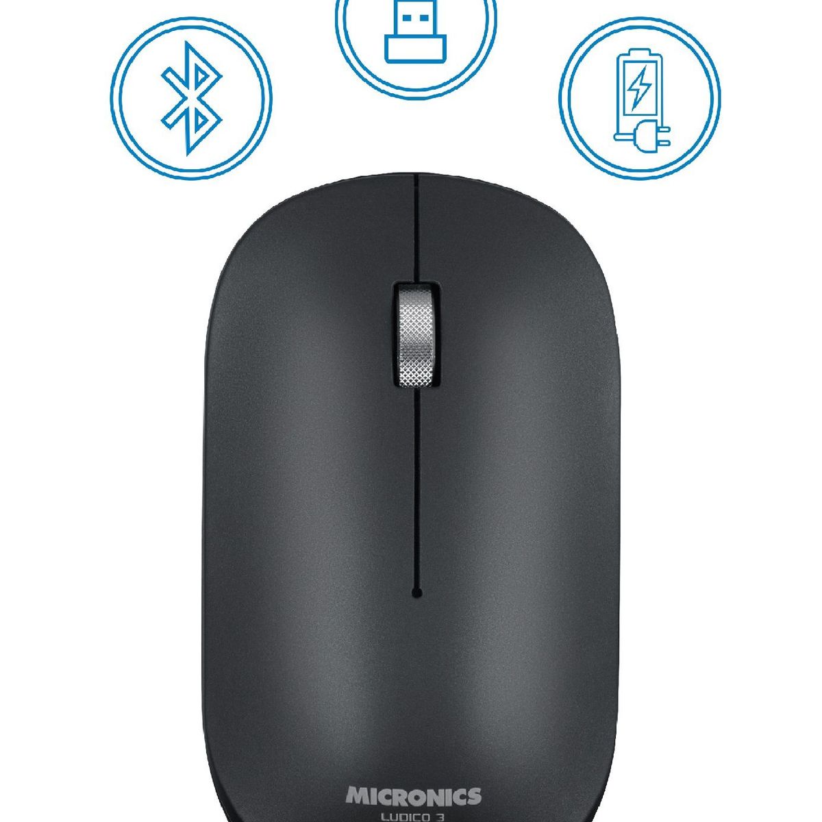 MICRONICS - Mouse Inalambrico Micronics Ludico Black Mic-m722-3m