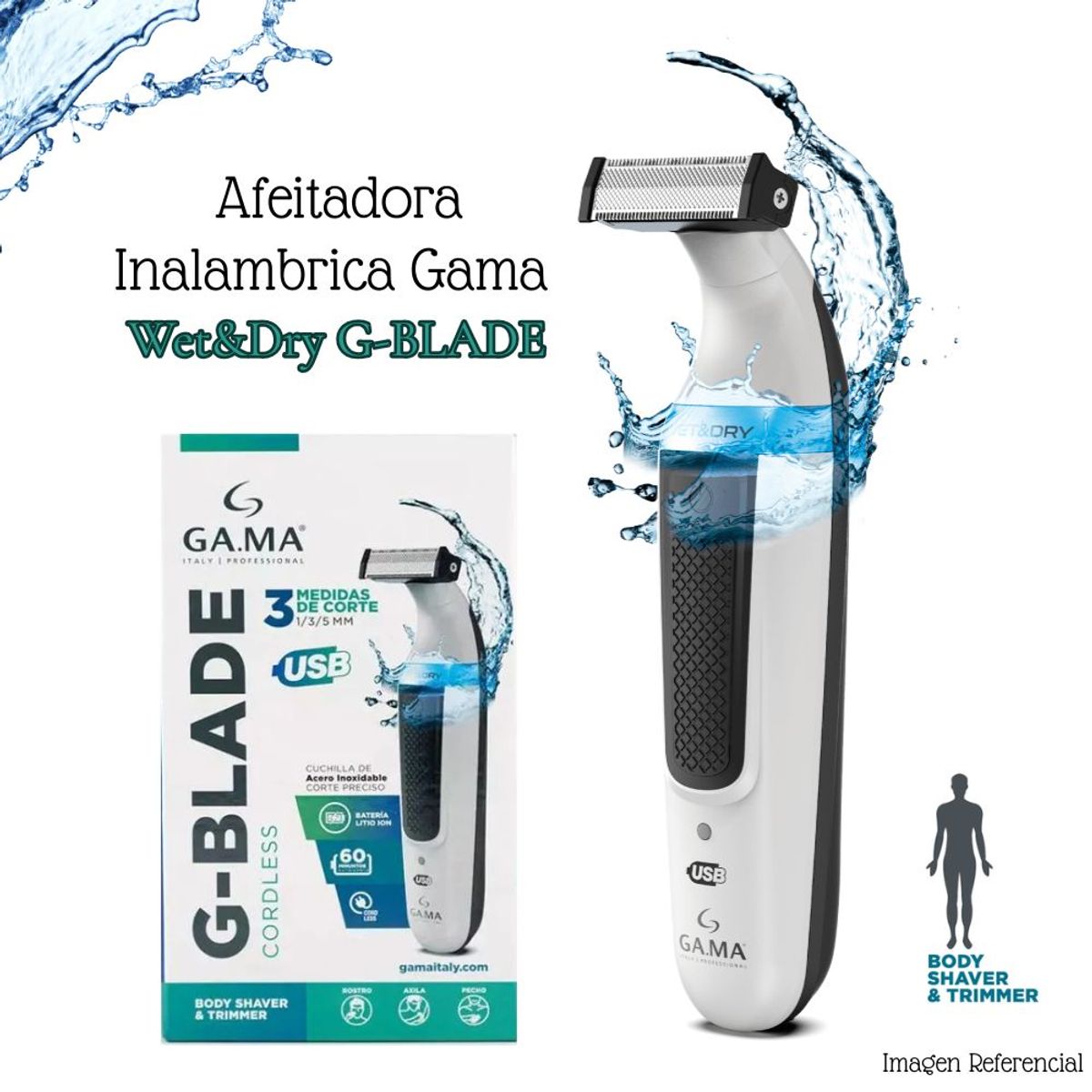GAMA - Afeitadora Gama Inalambrica Wet&Dry G-BLADE