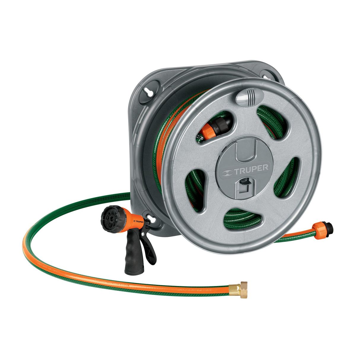 TRUPER - Manguera reforzada 3 capas 1/2" 20m + pistola de riego + portamanguera