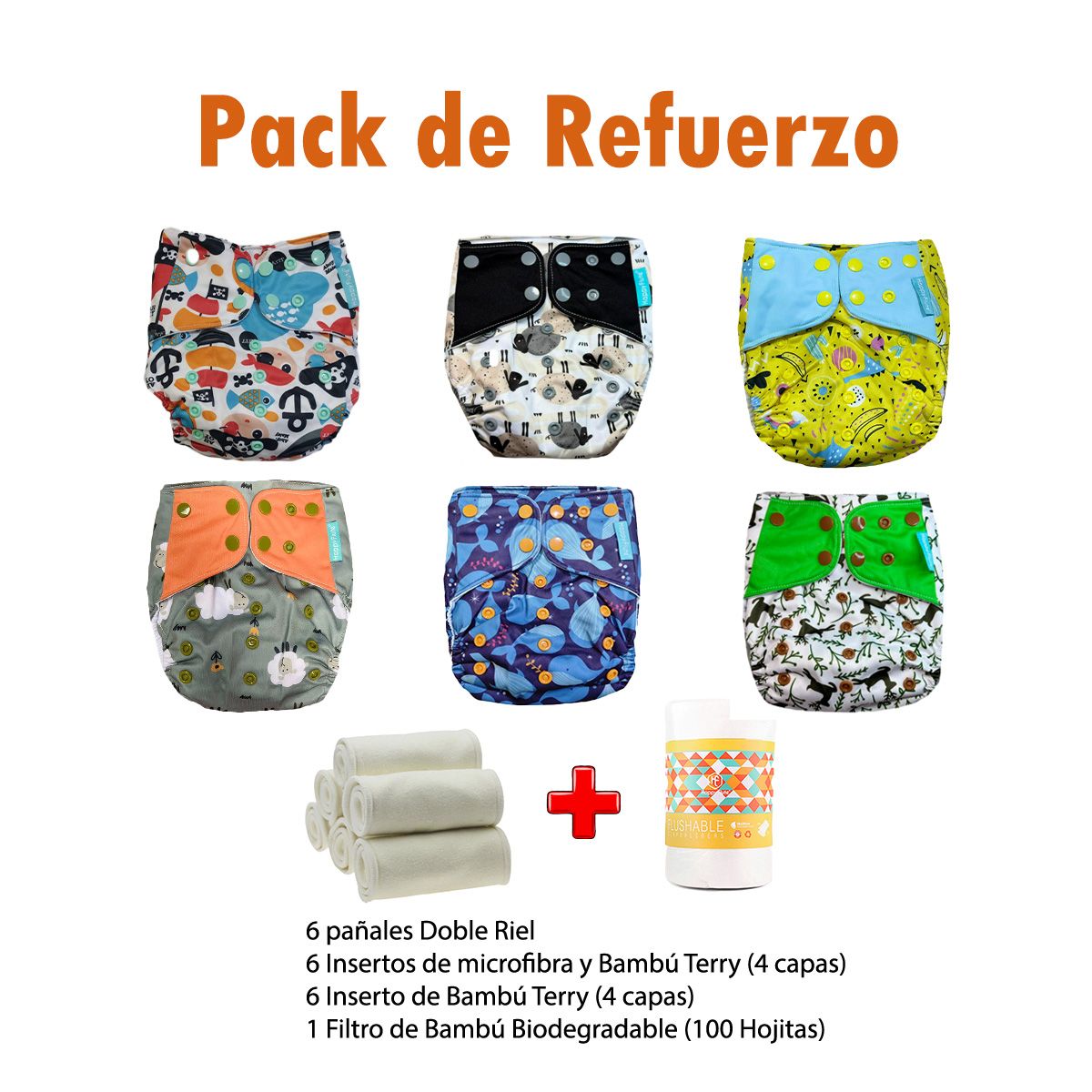 GENERICO - Pañal Ecológico de Tela - Pack de Refuerzo