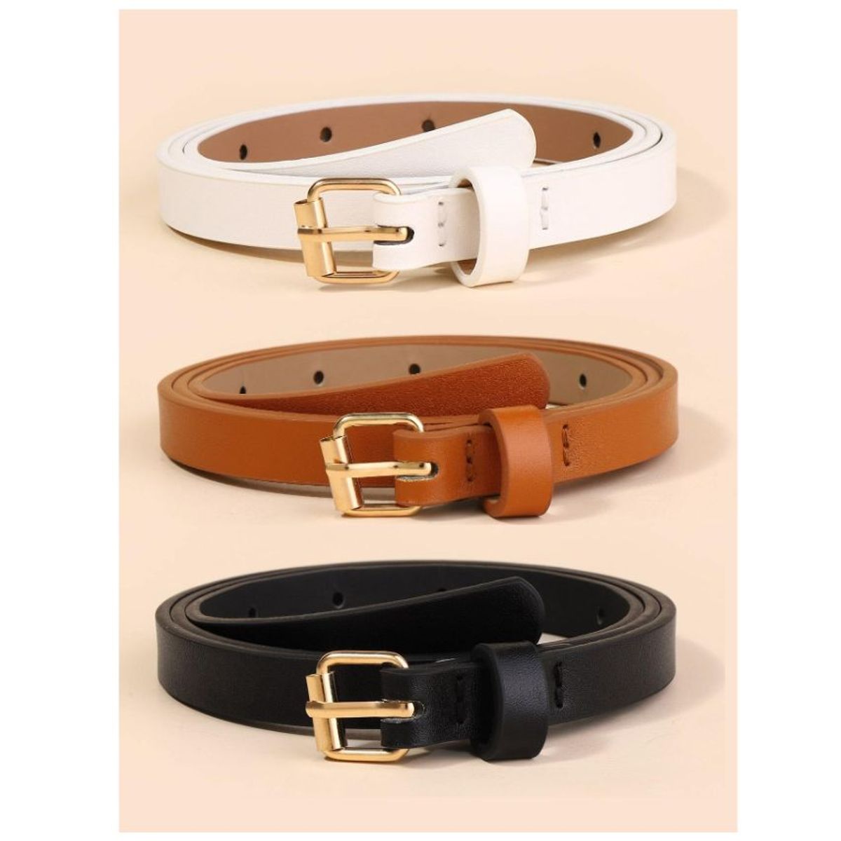 GENERICO - CINTURON DELGADO CON HEBILLA REDONA