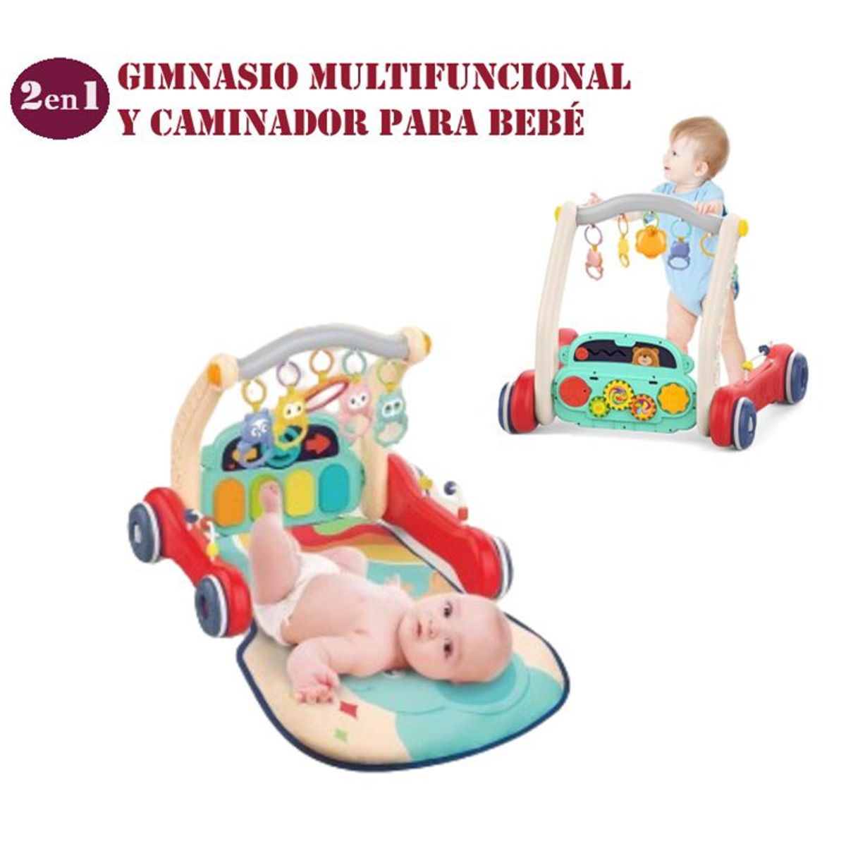 GENERICO - GIMNASIO Y CAMINADOR MULTIFUNCIONAL DIDACTICO PARA BEBE 2EN1