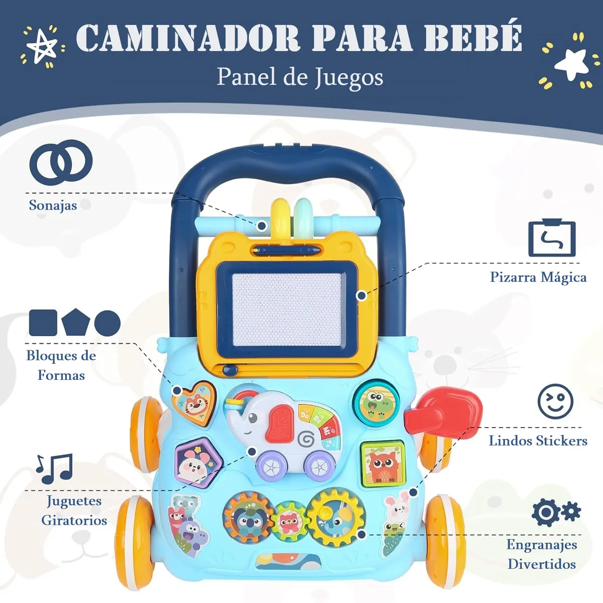 GENERICO - ANDADOR - CAMINADOR MUSICAL DIDACTICO PARA BEBE CON PIZARRA