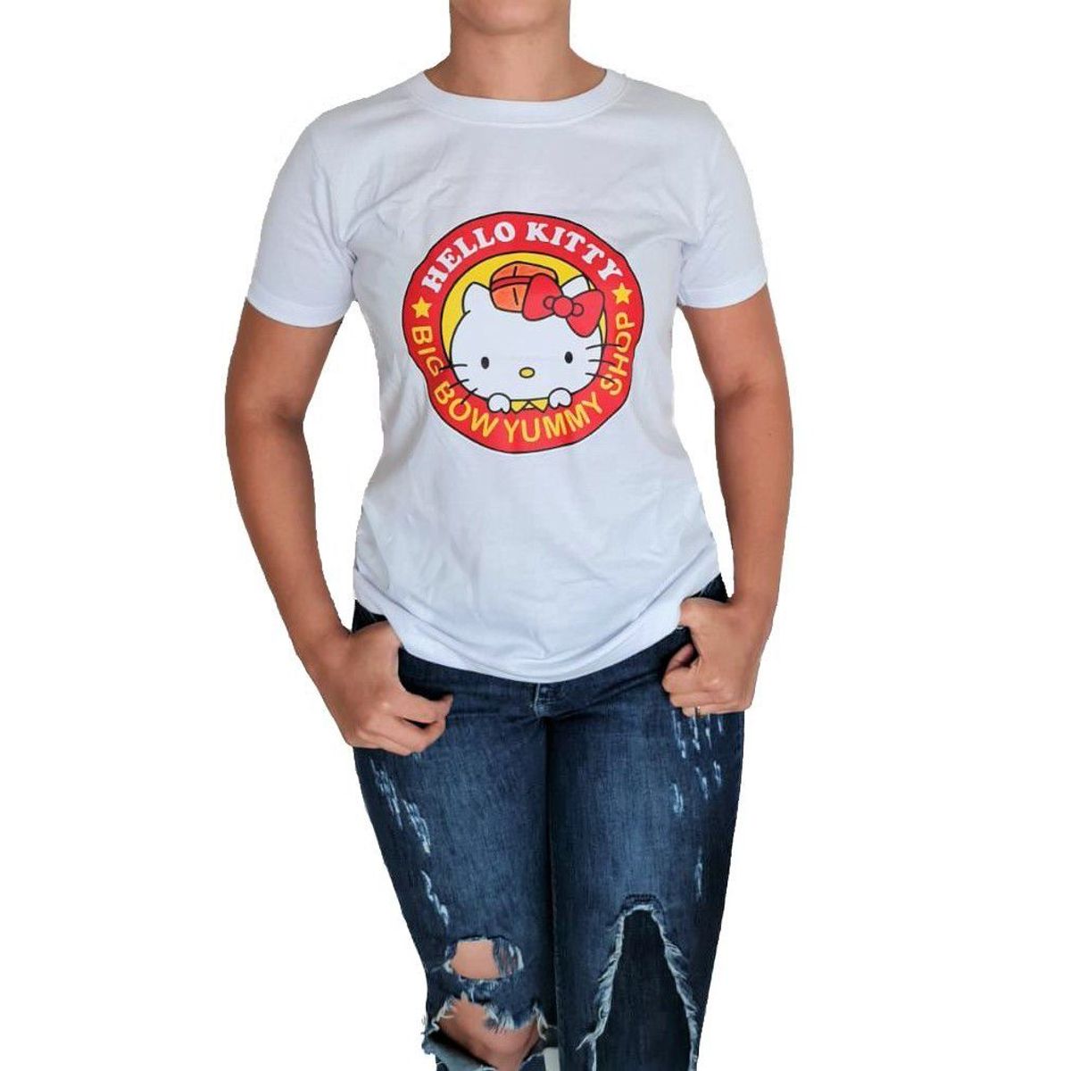 GENERICO - Polo mujer manga corta Kitty Yummy - Nathalie Love It - Blanco