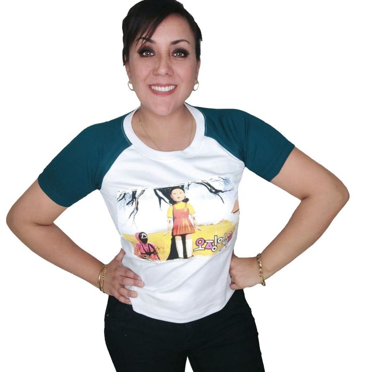 GENERICO - Polo Mujer Manga Corta El juego del Calamar - Blanco