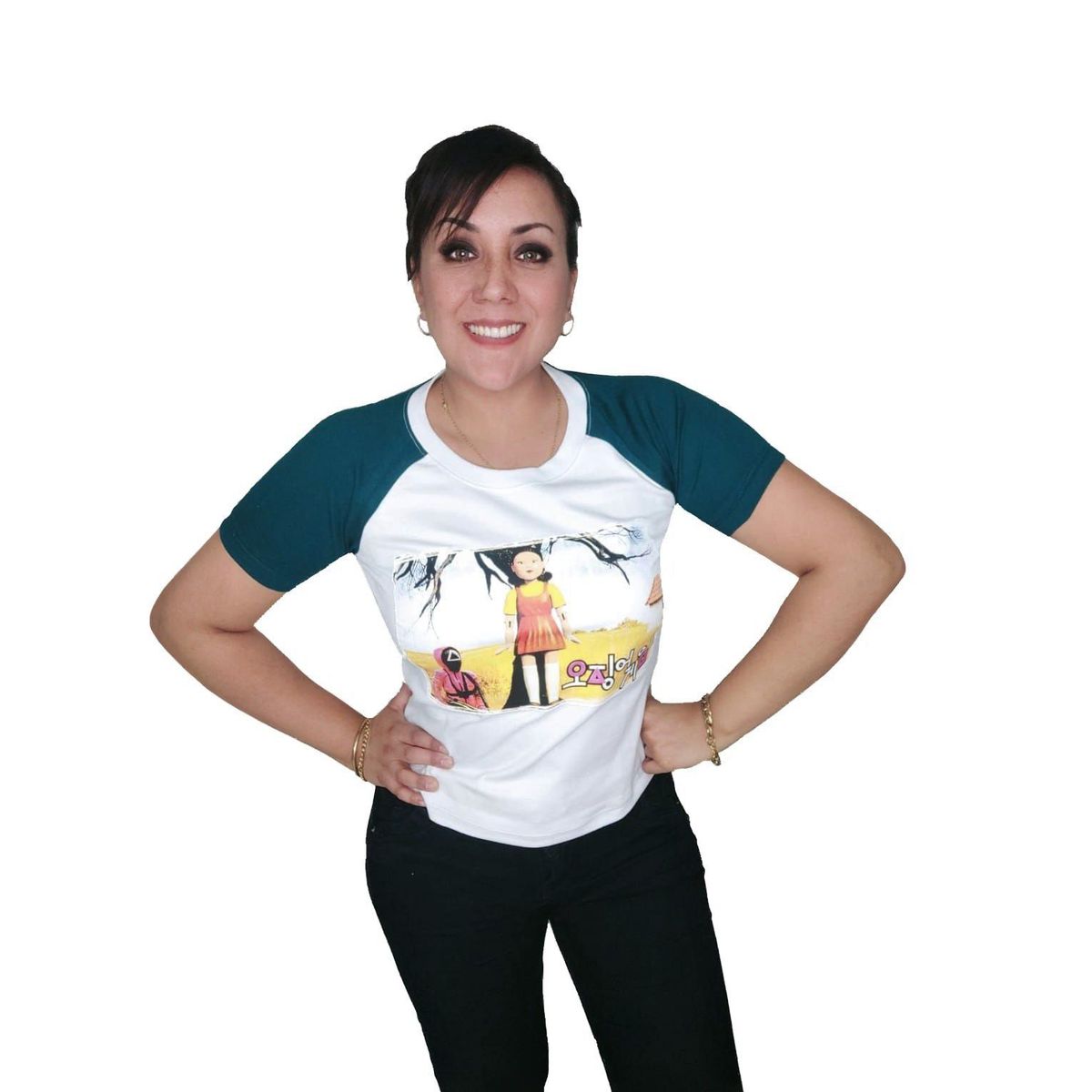 GENERICO - Polo Mujer Manga Corta El juego del Calamar - Blanco