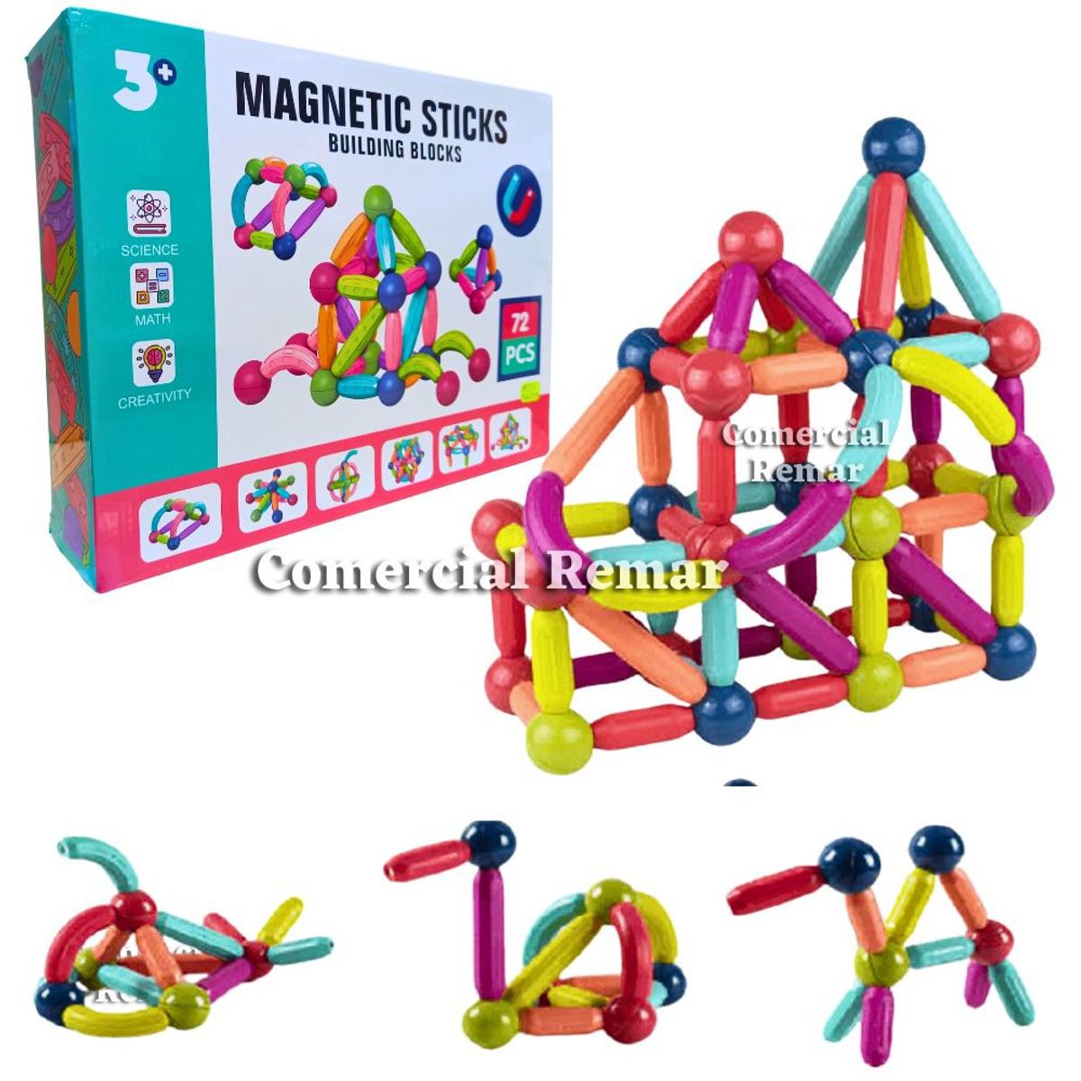 GENERICO - Bloques de Construcción Magnéticos 72 Piezas Juego Didáctico