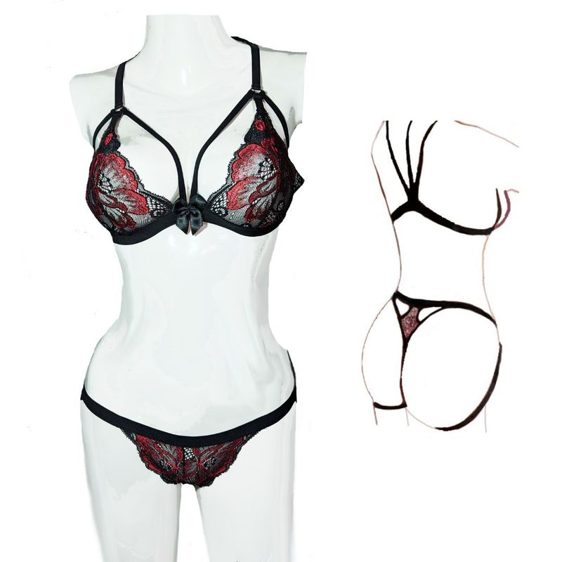 GENERICO - Conjunto Kara Resalta derrier Lencería sexy fina tanga_.