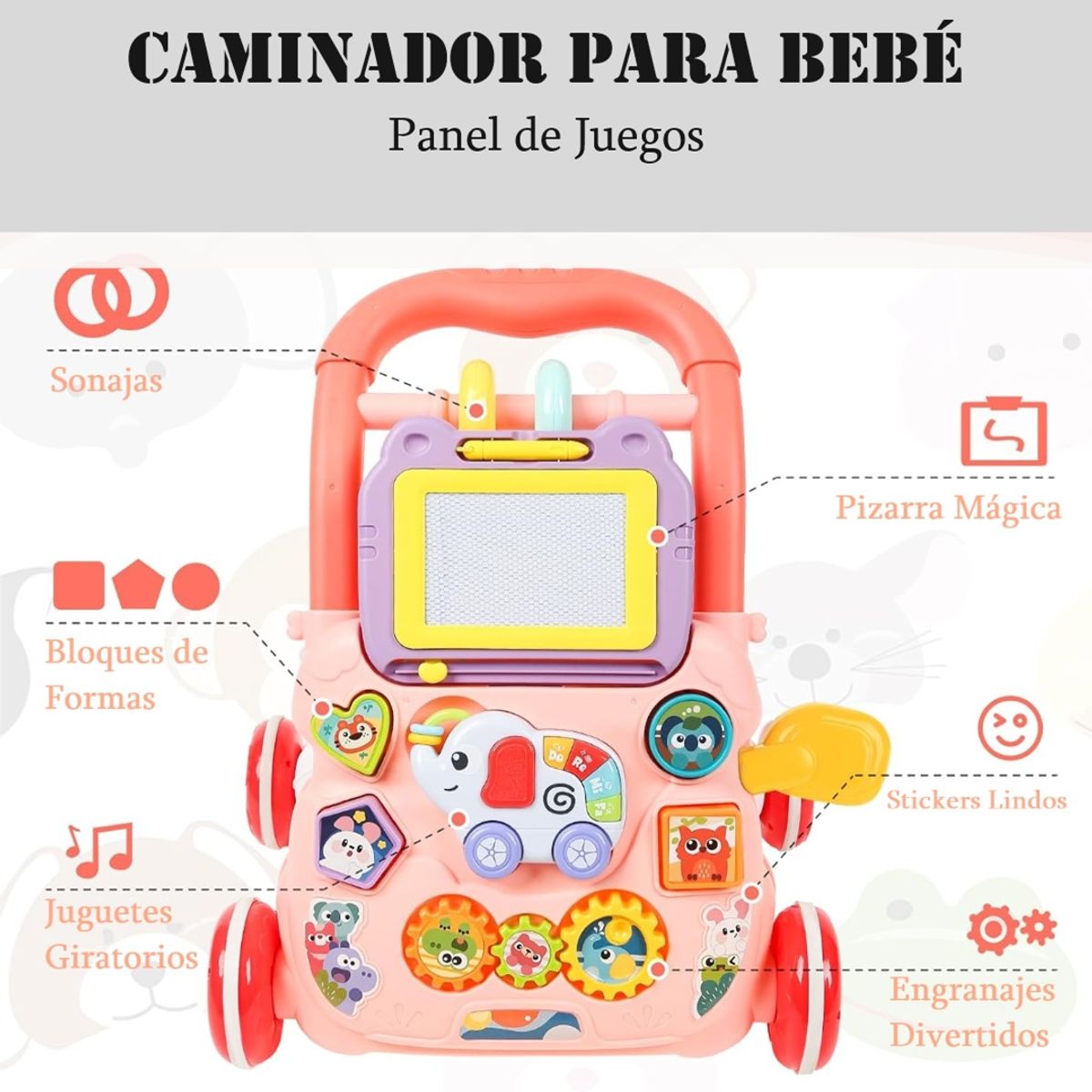GENERICO - ANDADOR - CAMINADOR MUSICAL DIDACTICO PARA BEBE CON PIZARRA
