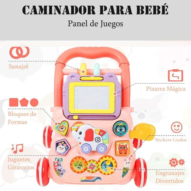 GENERICO - ANDADOR - CAMINADOR MUSICAL DIDACTICO PARA BEBE CON PIZARRA