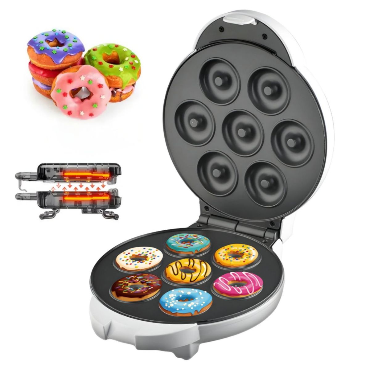 GENERICO - Waflera eléctrica antiadherente para hacer donas