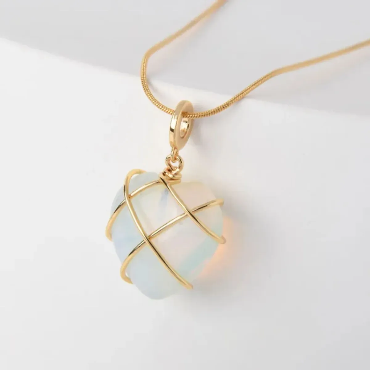 GENERICO - Collar de mujer con ópal  acero inoxidable enchapado