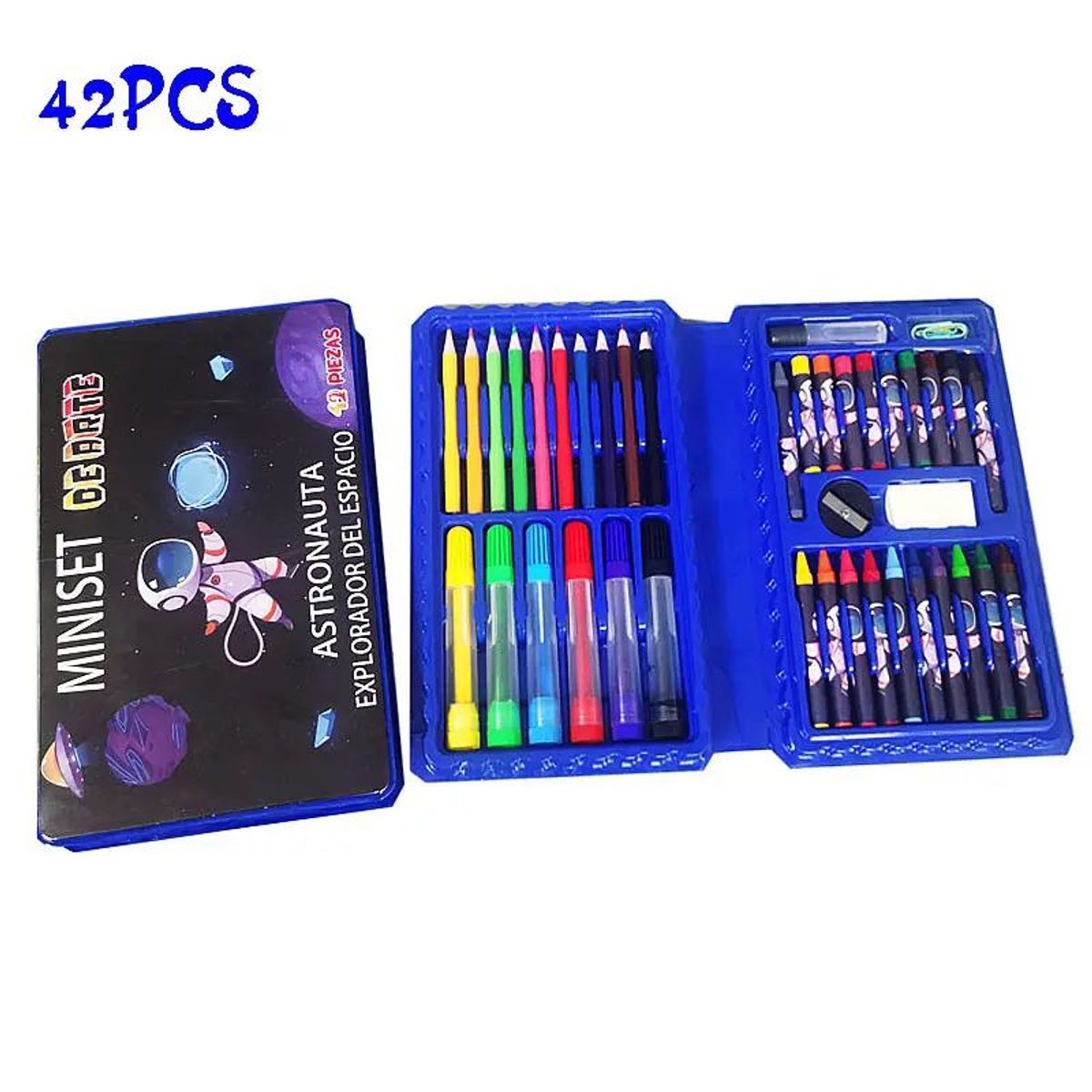 OEM - Pack x 4 Mini Set De Arte Kawaii 42 Piezas Color Celeste