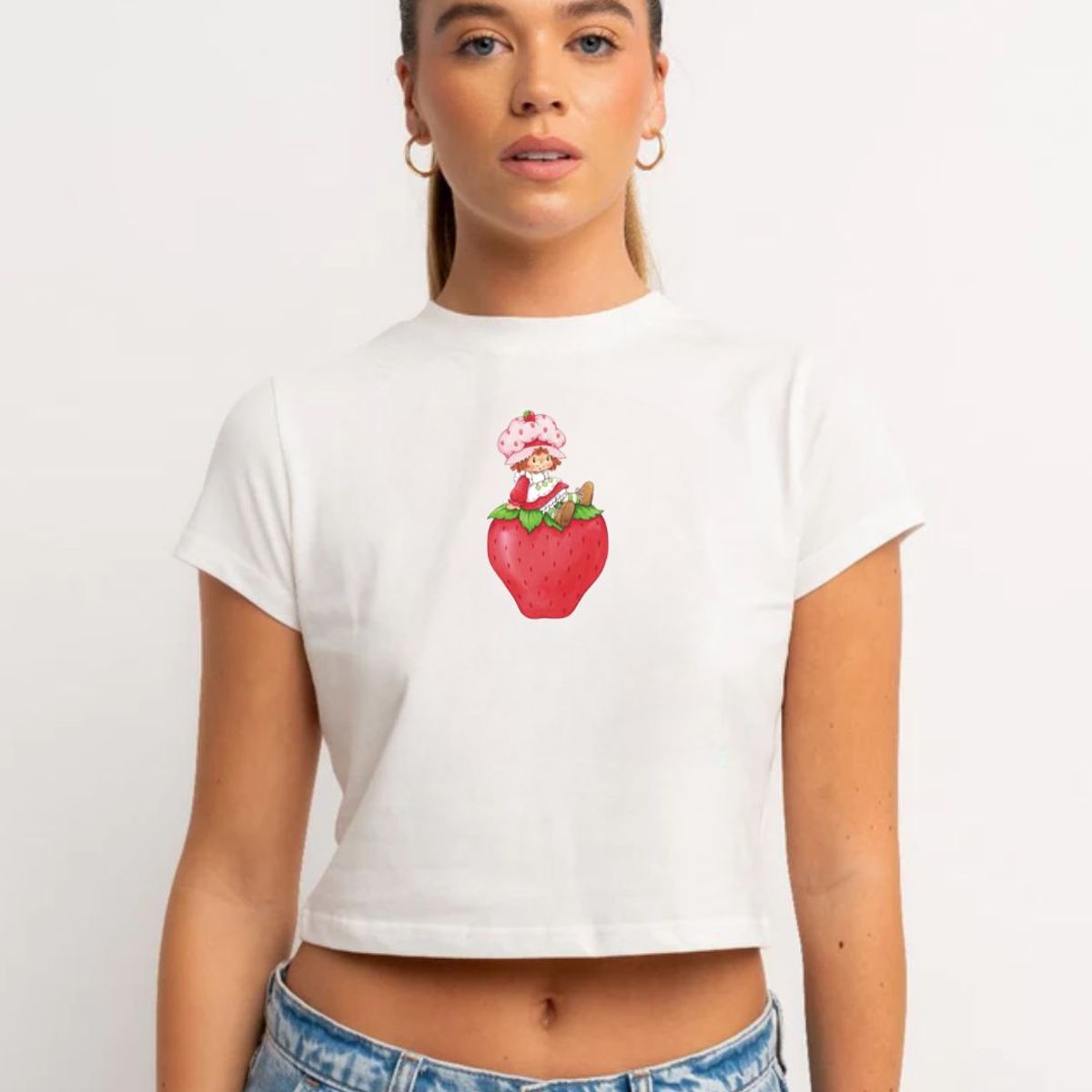 GENERICO - Baby Tee Algodón Fresita Polo Top Blanco