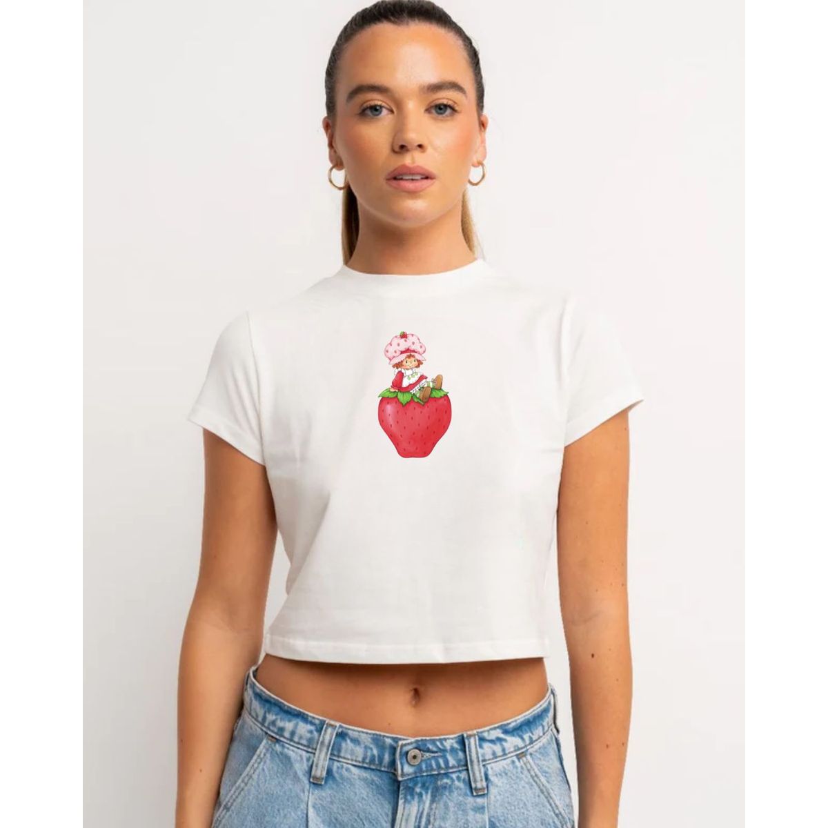 GENERICO - Baby Tee Algodón Fresita Polo Top Blanco