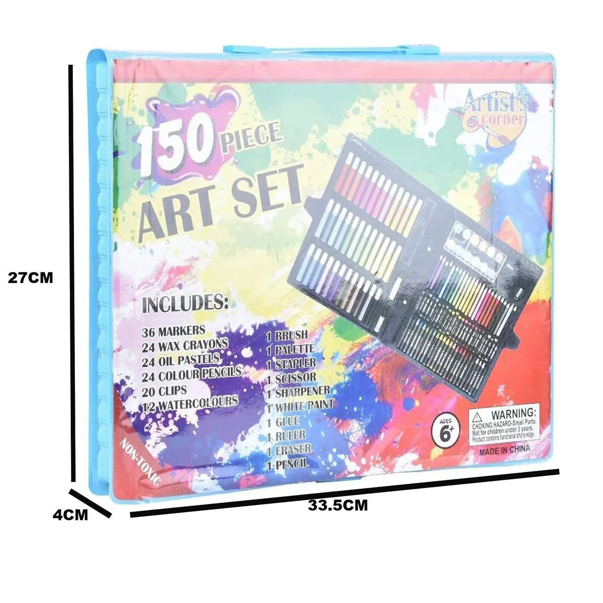 OEM - Pack x 2 Set de Arte Dibujo y Pintura 150 Piezas Celeste