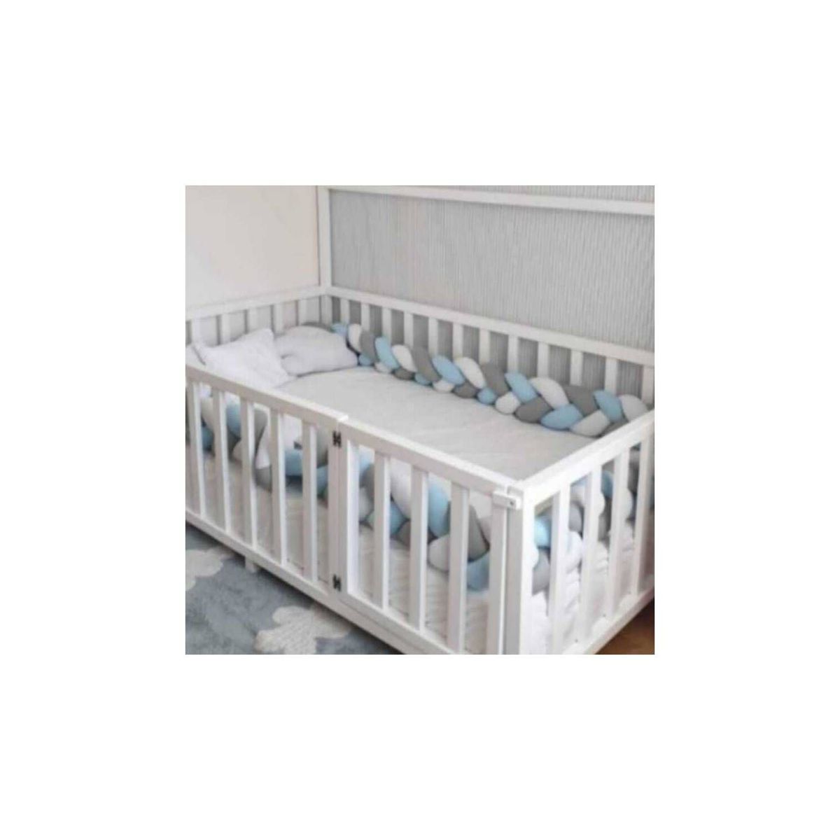 GENERICO - Algodón Trenza protector 3 metros Blanco, plomo y celeste