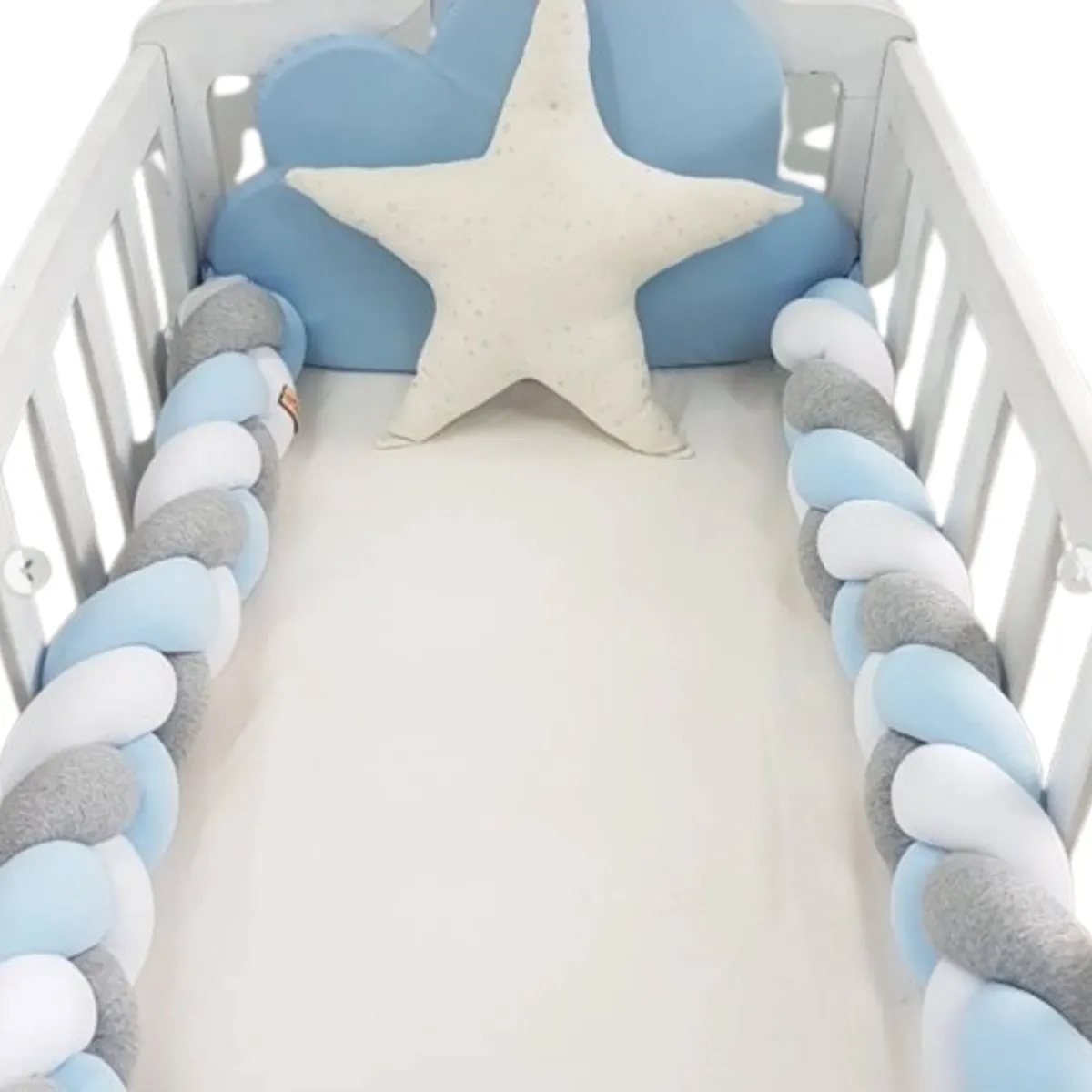 GENERICO - Algodón Trenza protector 3 metros Blanco, plomo y celeste