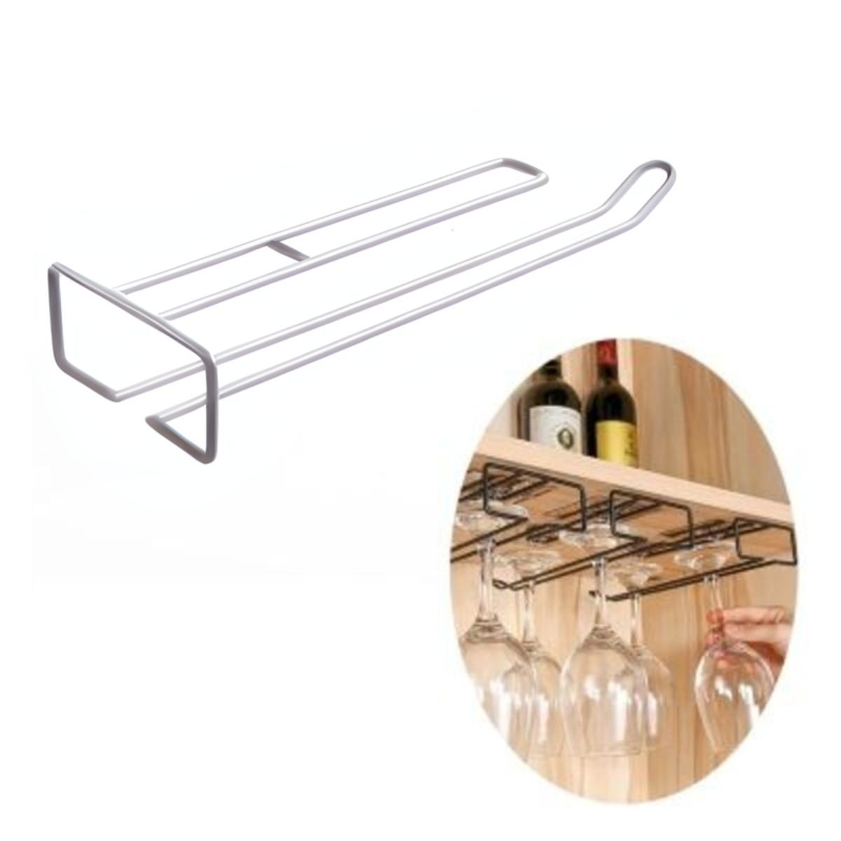 ELMEJORPRECIO - Organizador Colgador De Copas Multiuso De 1 Carril Blanco