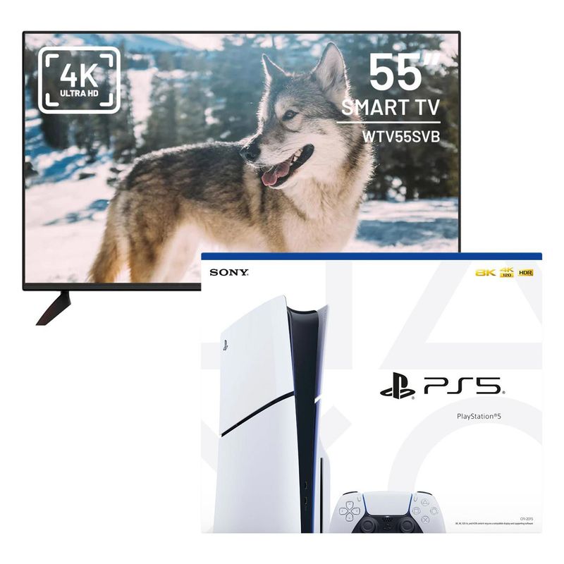 SONY - Televisor Wolff Smart TV 55 Ultra HD 4K + Consola Playstation 5 Slim 1TB