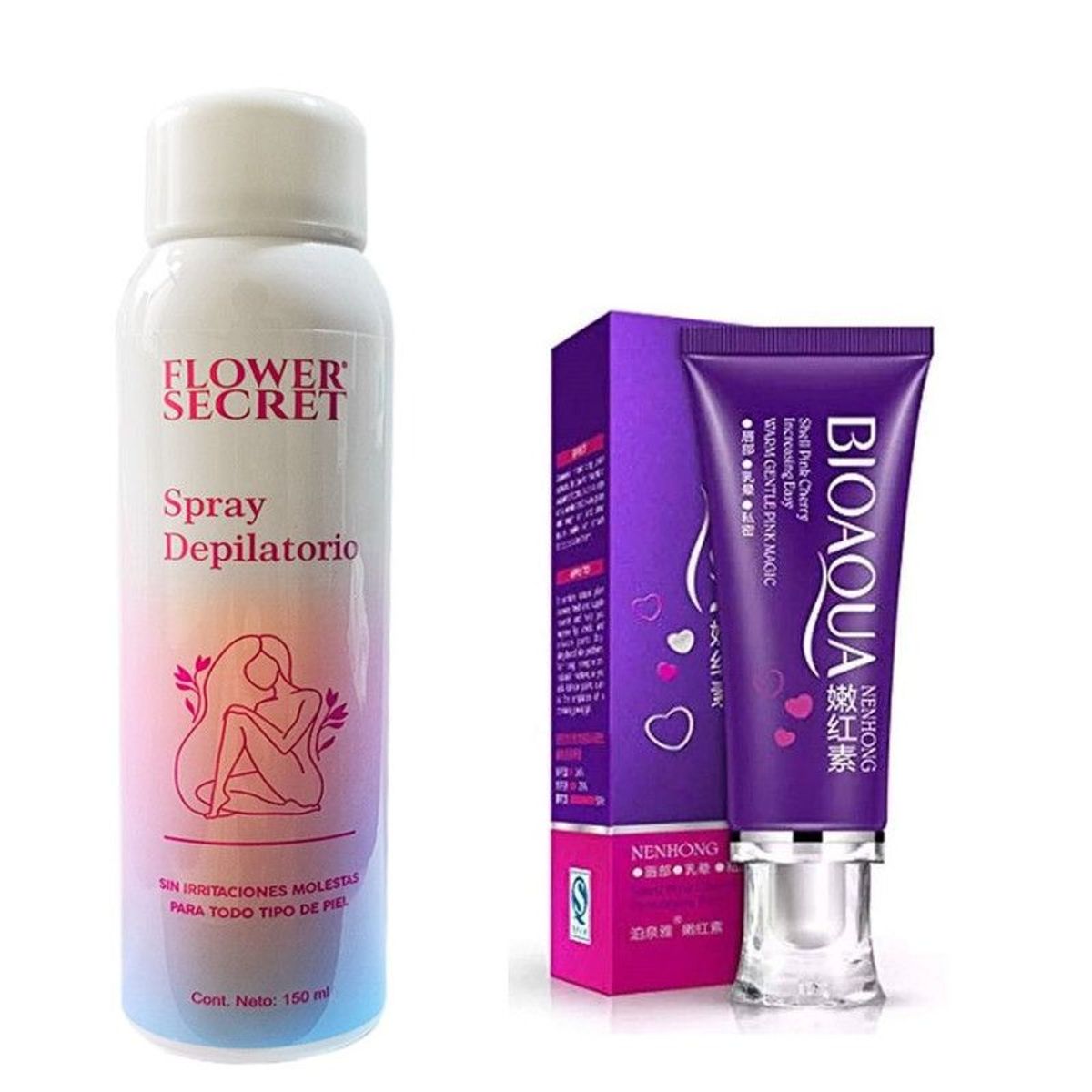 BIOAQUA - PACK CREMA DEPILADORA SPRAY Y CREMA BLANQUEADORA ZONAS BIOAQUA