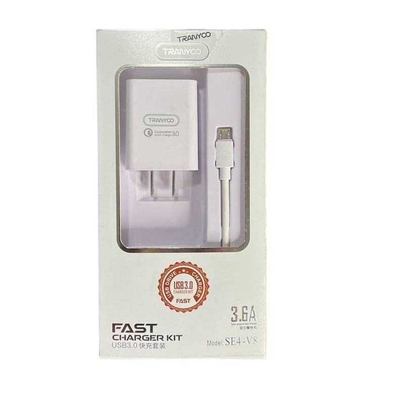 GENERICO - Cargador USB a Tipo C Tranyco 36A Rápida Blanco De Calidad