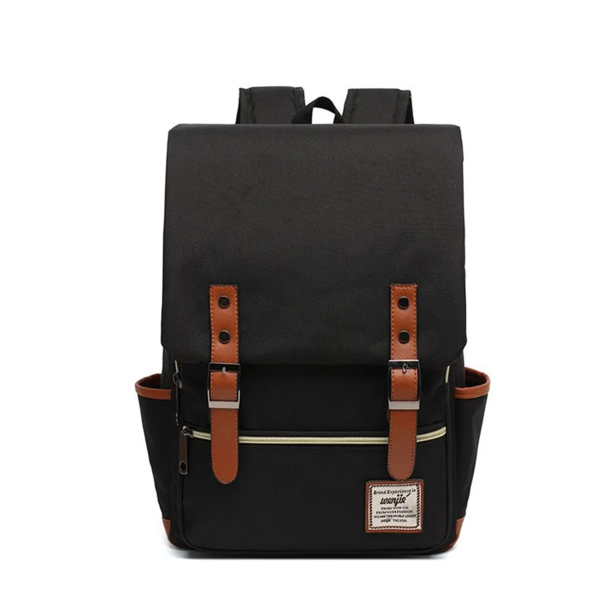 VATYERTY - Elegante mochila de nailon vintage para computador Negro