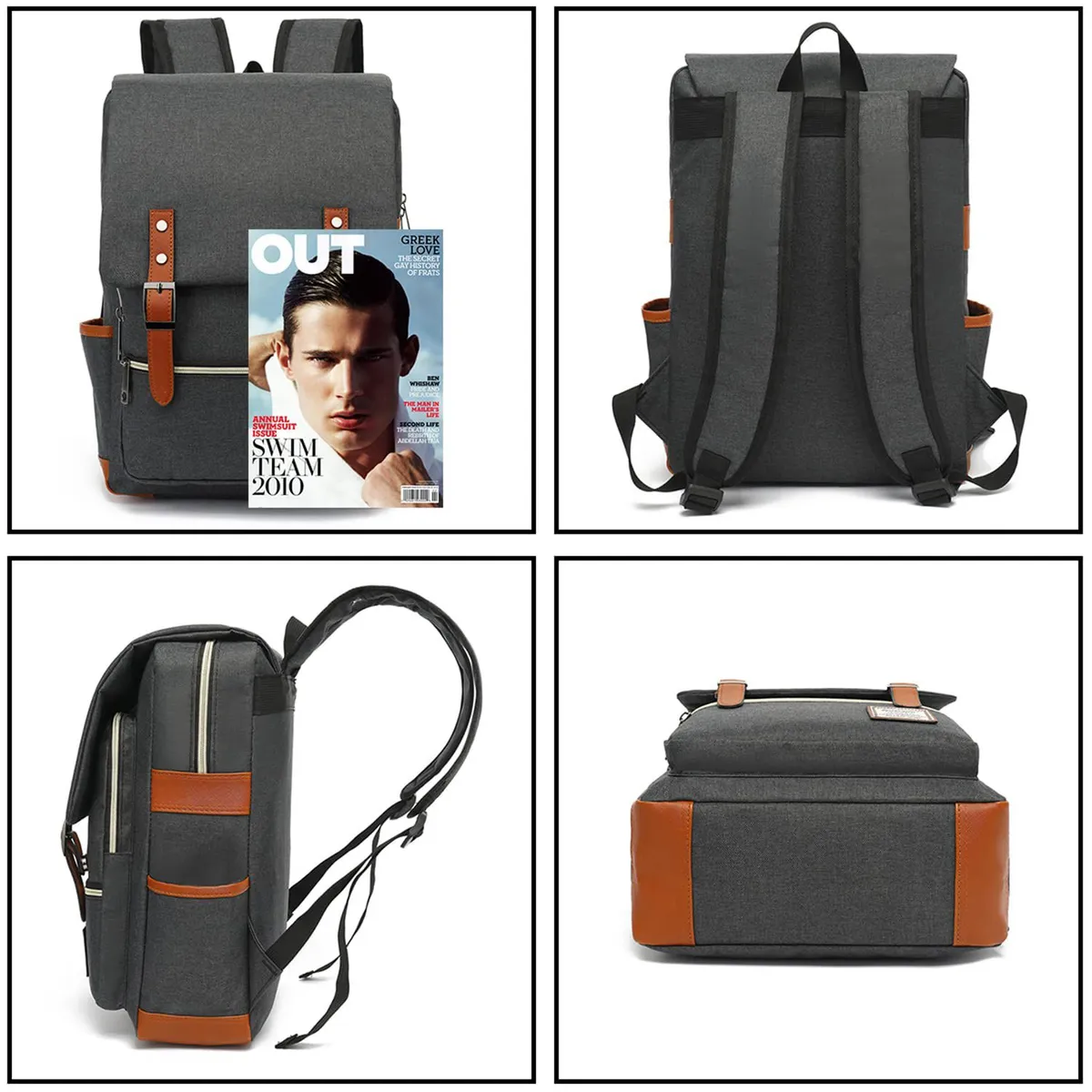 VATYERTY - Elegante mochila de nailon vintage para computador Negro