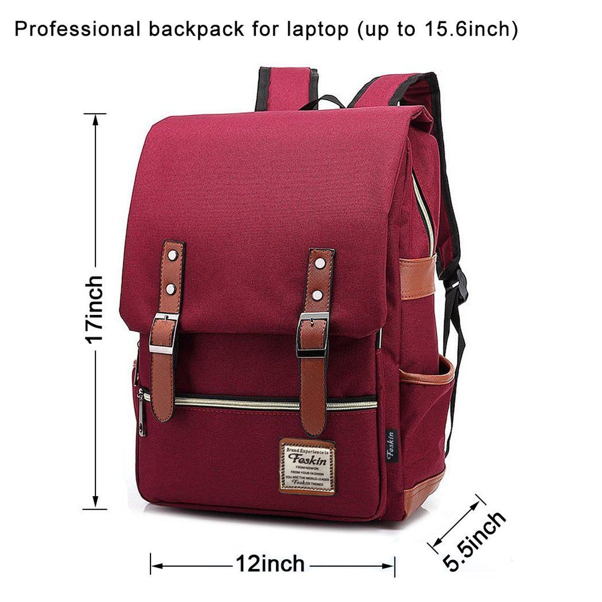 VATYERTY - Elegante mochila de nailon vintage para computador Rojo