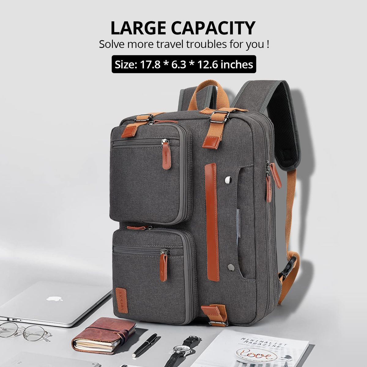 VATYERTY - Mochila para computadora 3 en 1 portátil para hombres Gris
