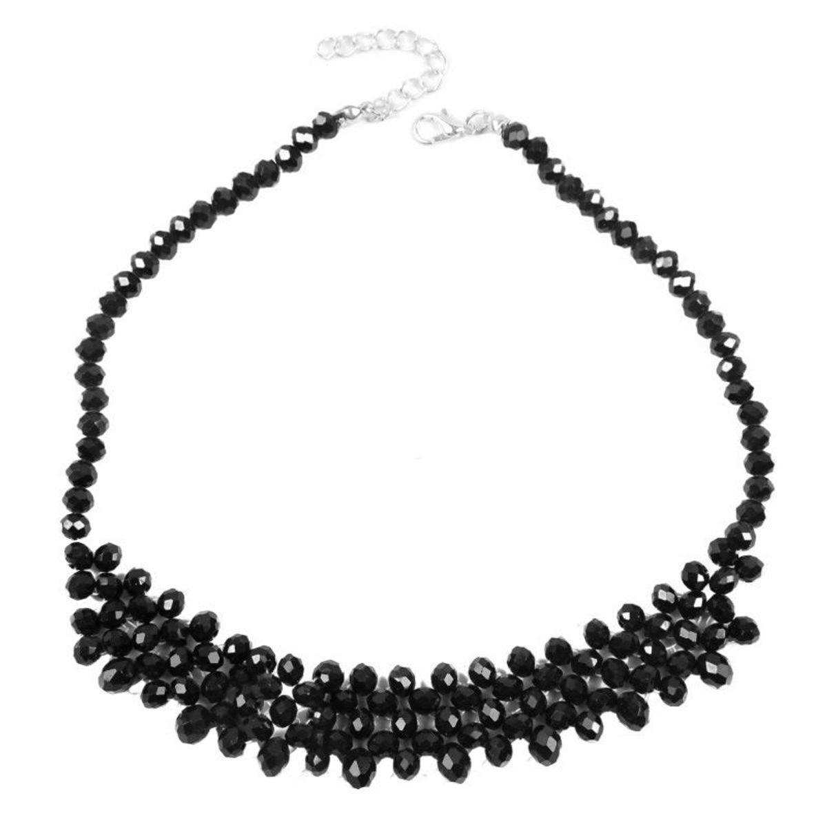 VATYERTY - Collar con cuenta de cristal Negro