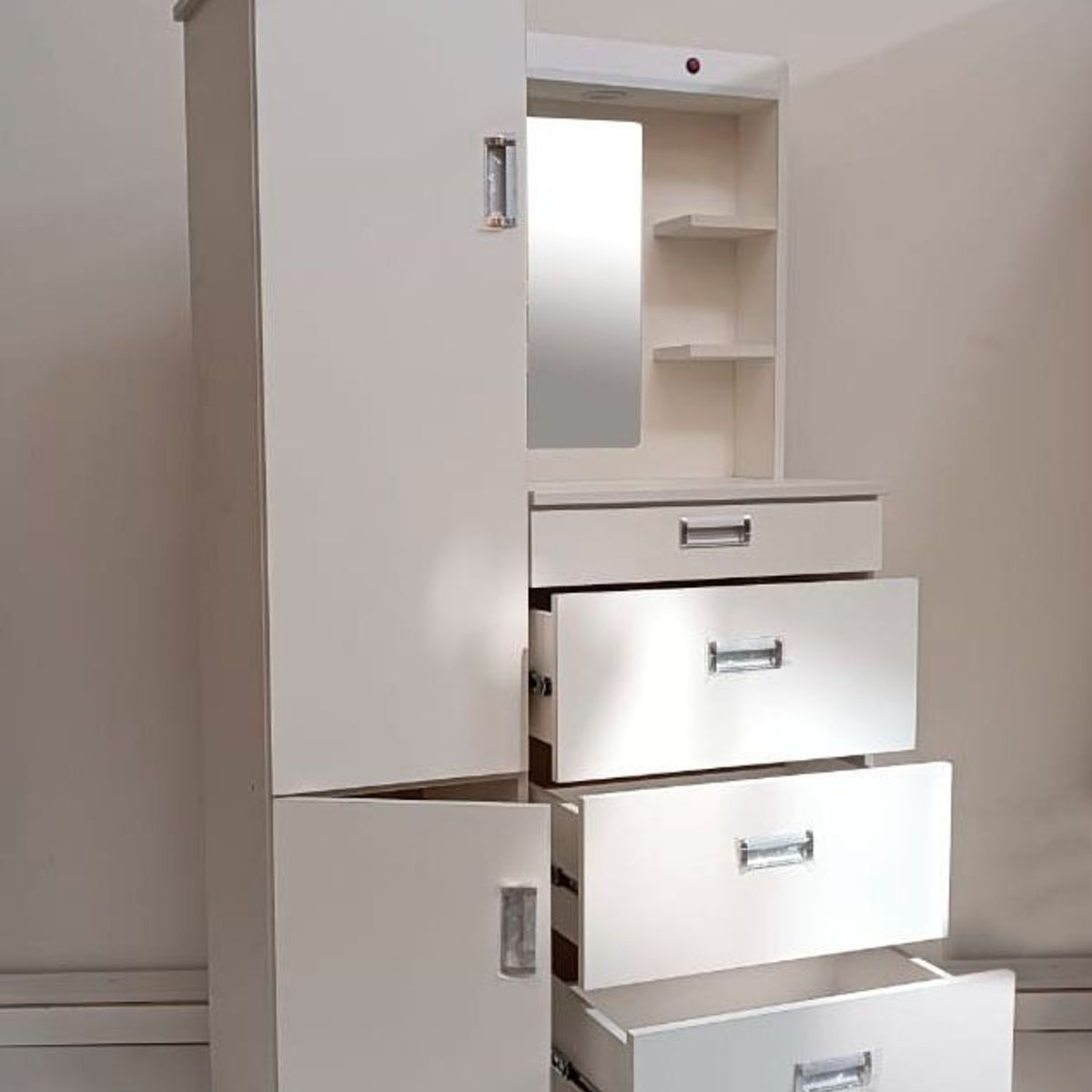 GENERICO - COMODA CON ESPEJO DE 90CM COLOR BLANCO