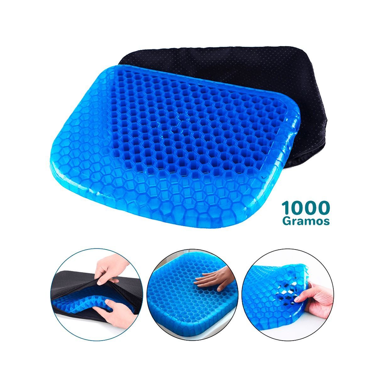 GENERICO - Asiento Cojín de Gel Ortopédico con Funda 1 Kg