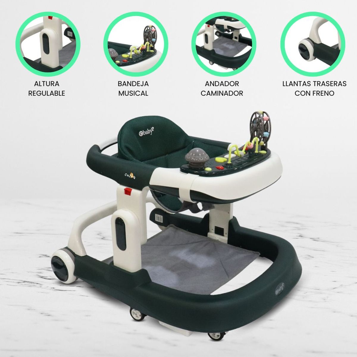 EBABY - Andador Caminador Interactiva para Bebés «TAMY» Dark Green