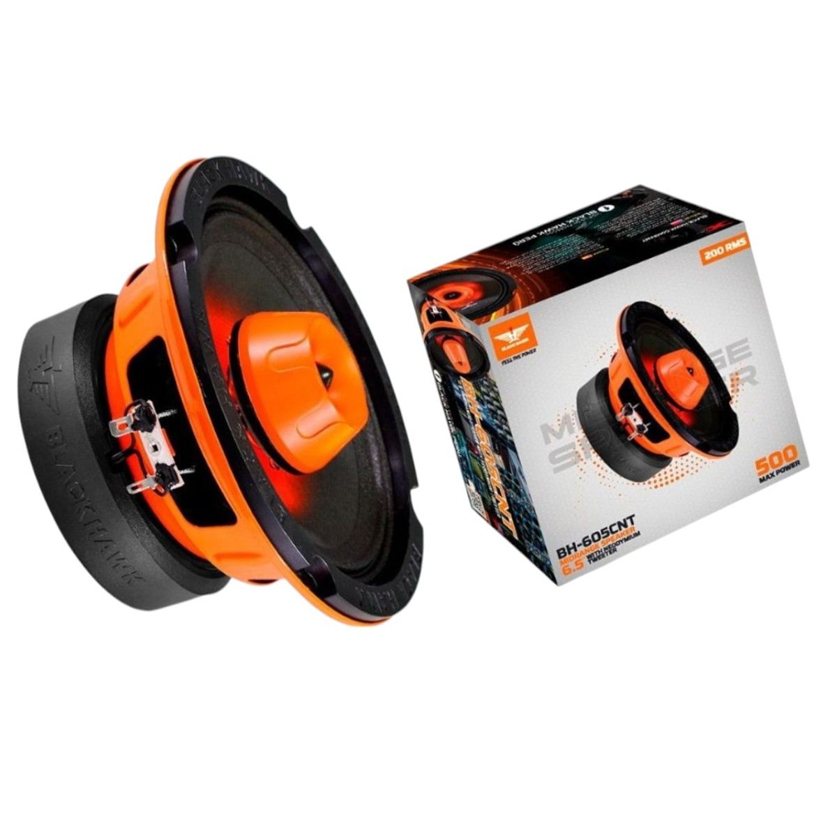 BLACK HAWK - Parlante Medio Rango con Tweeter Incluido y luz led 6 Pulgadas 500W