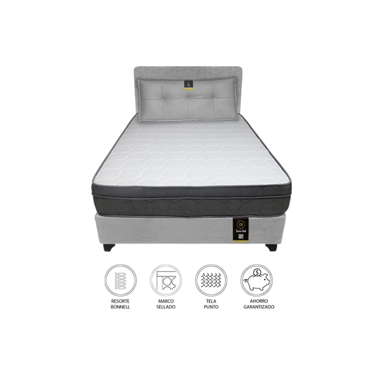 BARAKA HOME - Dormitorio Turin 2 Plz + Cabecera Ajustable + Cojín - Gris Oscuro