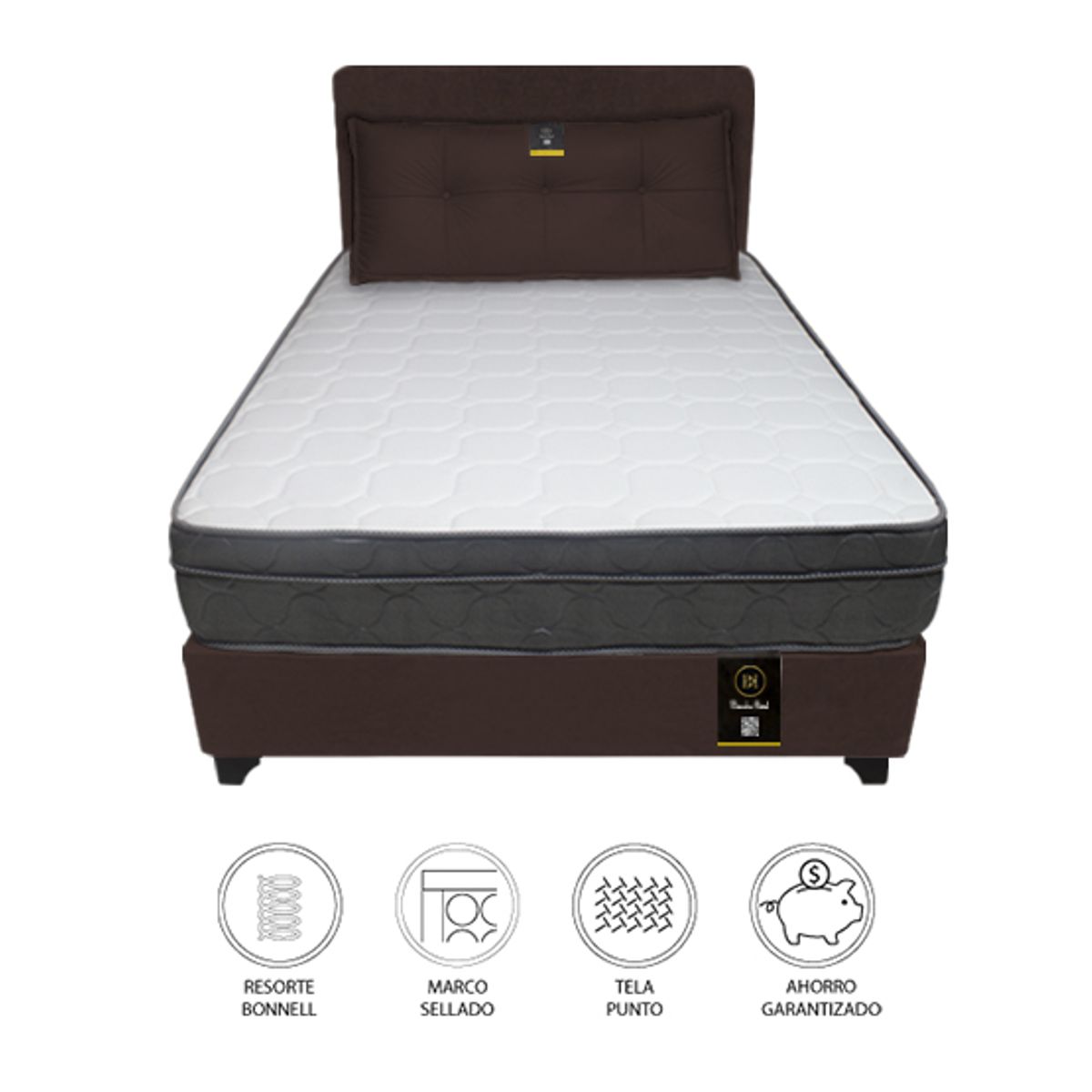 BARAKA HOME - Dormitorio Turin 2 Plz + Cabecera Ajustable + Cojín - Chocolate
