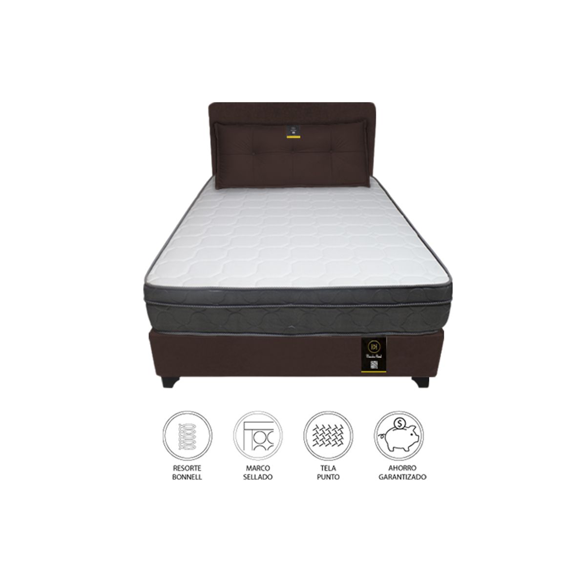 BARAKA HOME - Dormitorio Turin 2 Plz + Cabecera Ajustable + Cojín - Chocolate
